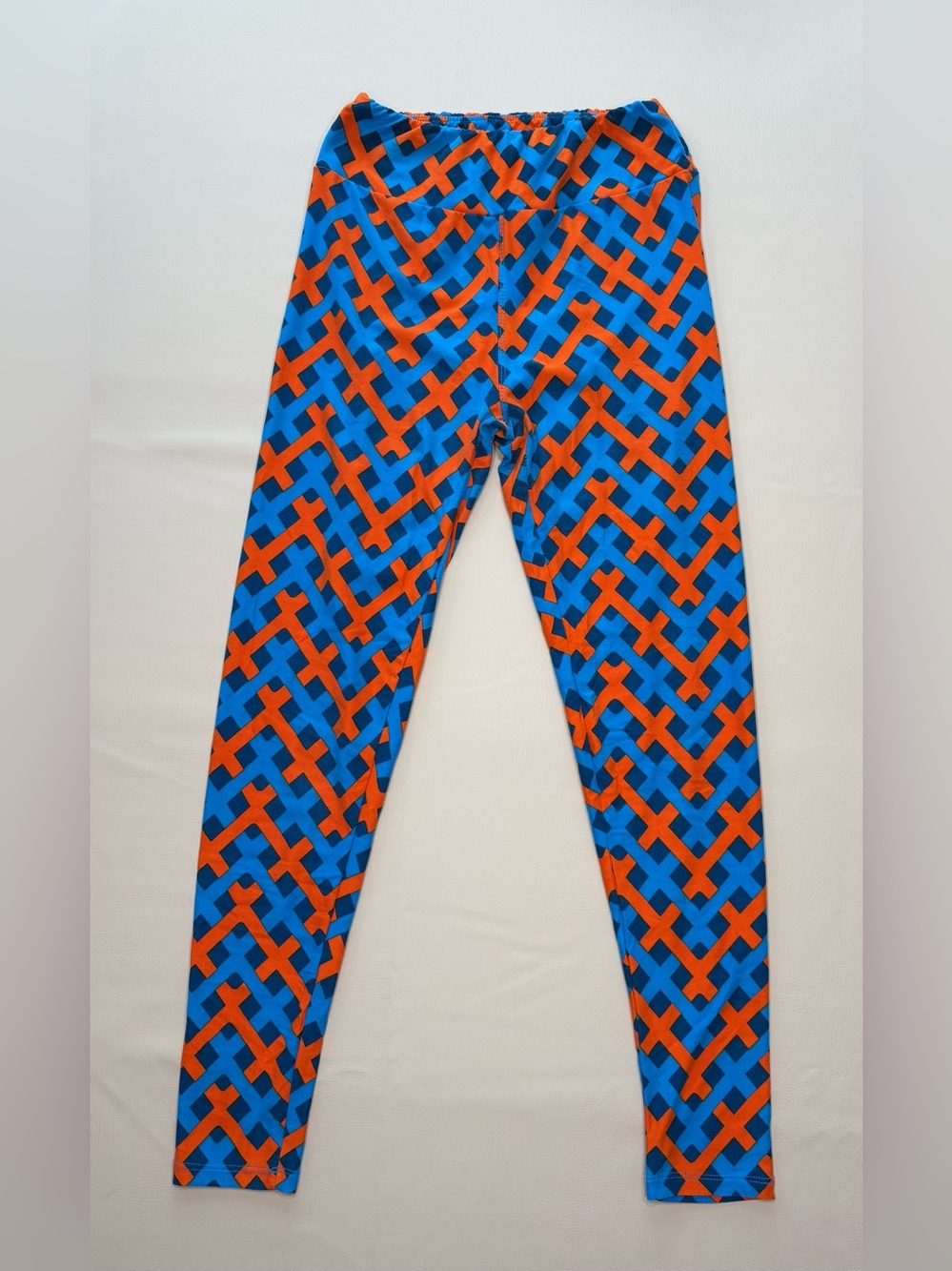 LuLaRoe Blue and Orange Geometric Leggings